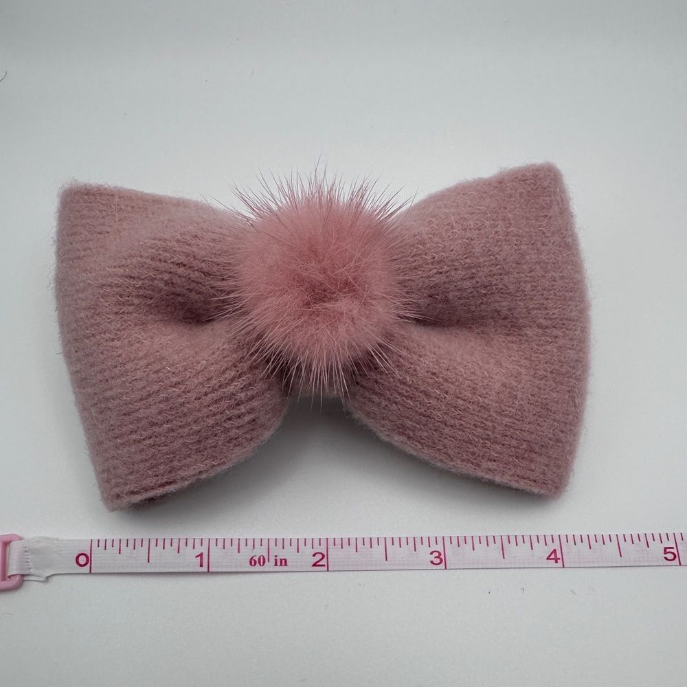 Fluffy and Soft Pink Bow Hair Clip, New